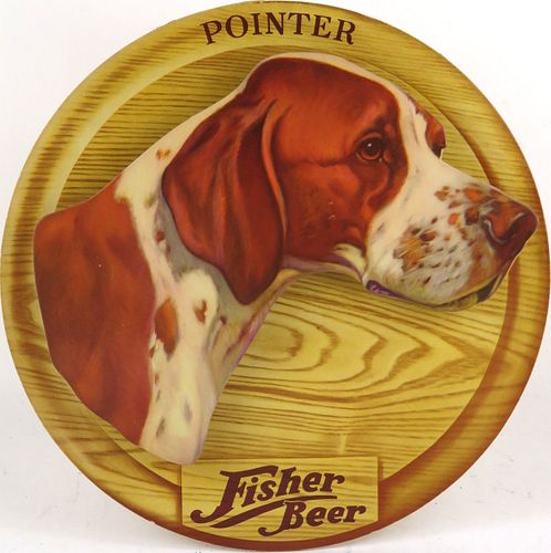 1964 Fisher Beer "Pointer" 3-D Cardboard Sign Salt Lake City, Utah