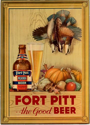 1939 Fort Pitt Beer Easel-Back Sign Sharpsburg, Pennsylvania
