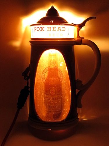 1953 Fox Head "400" Beer Stein Light Waukesha, Wisconsin