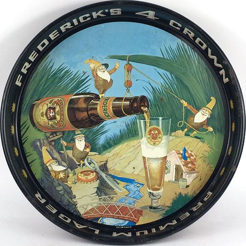 1937 Frederick's 4 Crown Beer 13 inch tray Thornton, Illinois
