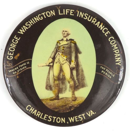1915 George Washington Life Insurance Pocket Mirror Charleston West Virginia , 