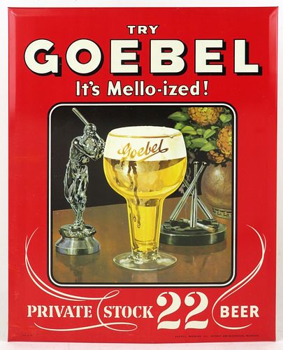 1951 Goebel Private Stock 22 Beer Baseball TOC Detroit, Michigan