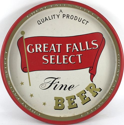 1950 Great Falls Select Beer 13 inch tray Great Falls, Montana