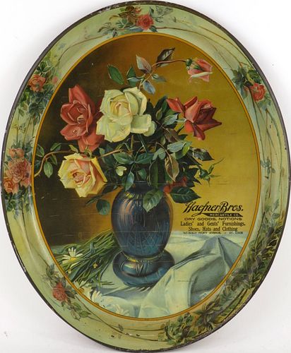 1910 Haefner Bros. Mercantile Co. St. Louis Missouri 16½ x 13½ inch oval tray , 