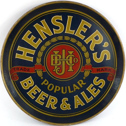 1933 Hensler's Popular Beer & Ales 12 inch tray Newark, New Jersey