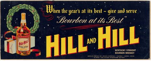 1940 Hill and Hill Whiskey Christmas Trolley Sign Louisville, Kentucky