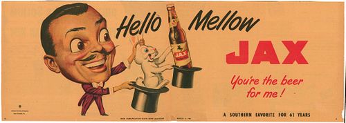 1951 Jax Beer Full-Color Display Ad New Orleans, Louisiana