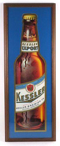 1940 Kessler Beer Die Cut Cardboard Bottle Sign Helena, Montana
