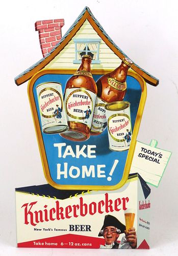 1955 Knickerbocker Beer Tin-Over-Cardboard Sign New York, New York