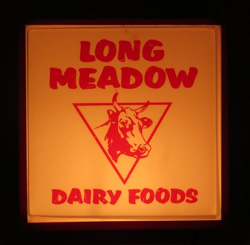 1960 Long Meadow Dairy Lighted Sign Durham North Carolina , 