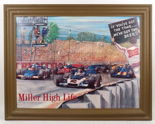 1971 Miller High Life Beer Indy 500 Sign Milwaukee, Wisconsin