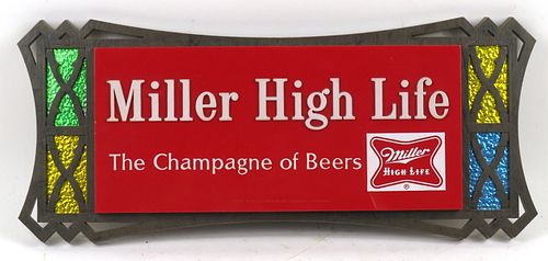 1972 Miller High Life Beer Stained Glass Sign Milwaukee, Wisconsin