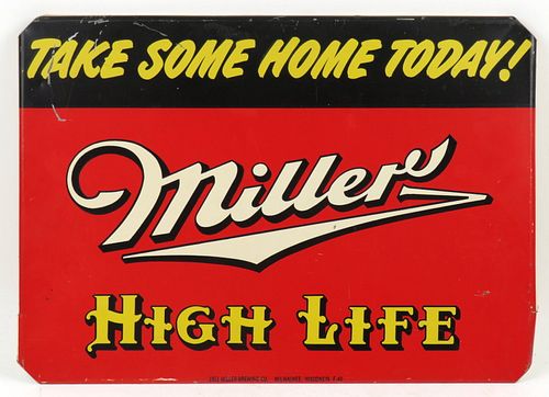 1951 Miller High Life Beer Tin Sign Milwaukee, Wisconsin