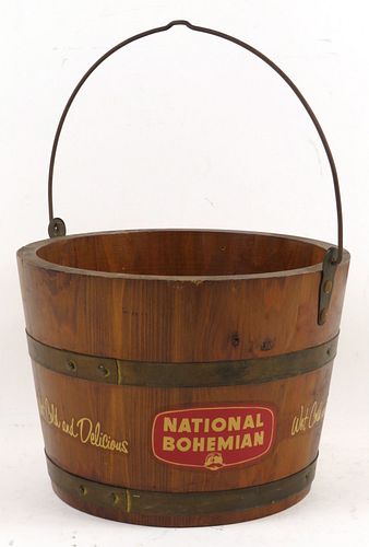 1958 National Bohemian Beer Wooden Ice Bucket Baltimore, Maryland
