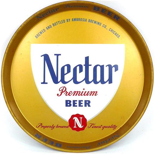 1951 Nectar Premium Beer 12 inch tray Chicago, Illinois