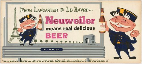1955 Neuweiler Beer Trolley Sign Allentown, Pennsylvania