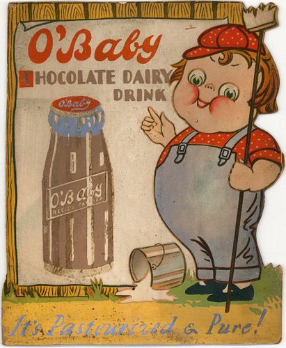 1917 O'Baby Chocolate Drink Cardboard Sign , 