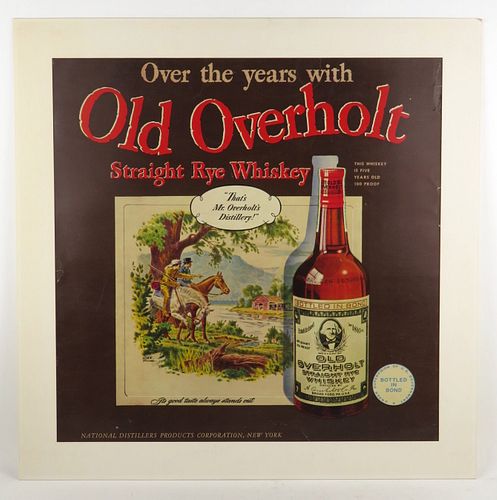 1960 Old Overholt Whiskey Matted Cardboard Sign Bradford Pennsylvania , 