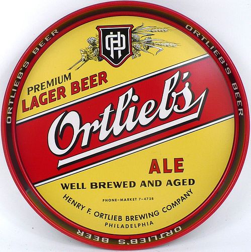 1950 Ortlieb's Lager Beer/Ale 12 inch tray Philadelphia, Pennsylvania