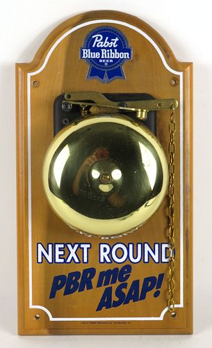 1975 Pabst Blue Ribbon Beer "Next Round" Wooden Sign Milwaukee, Wisconsin