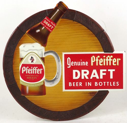 1960 Pfeiffer Beer Foil Sign Detroit, Michigan