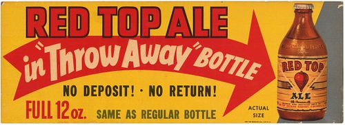 1939 Red Top Ale Tacker Sign Cincinnati, Ohio