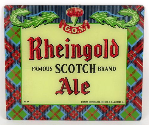1952 Rheingold Scotch Ale Easel-Back ROG New York (Brooklyn), New York