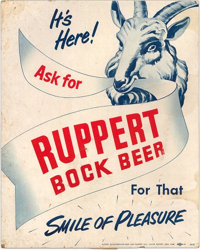 1940 Ruppert Bock Beer cardboard tacker New York, New York