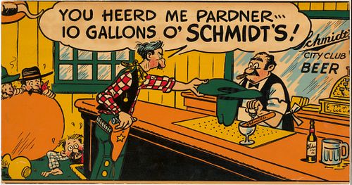 1946 Schmidt's City Club Beer Trolley Sign Saint Paul, Minnesota