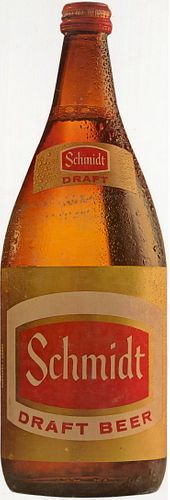 1962 Schmidt Draft Beer Quart Bottle Cardboard Sign Saint Paul, Minnesota
