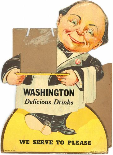 1930 Washington Delicious Drinks Cardboard Bottle Display Washington, Pennsylvania
