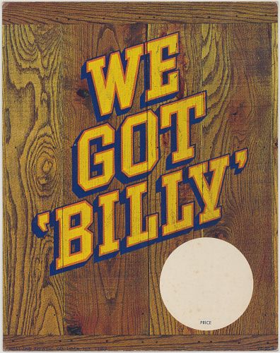 1978 Billy Beer Cardnoard Sign Cold Spring, Minnesota