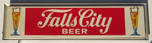 1954 Falls City Beer Pilsener Glasses Long Sign Louisville, Kentucky