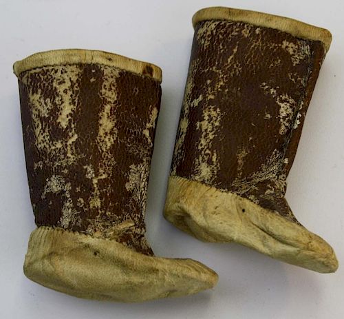 Northwest Coast miniature hide boots- length 2.5”, ht 3”