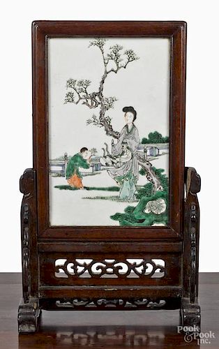Chinese porcelain panel, 19th c., mounted in a