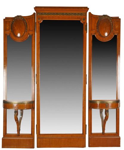 Bronze-Mounted French Mirror Triptych