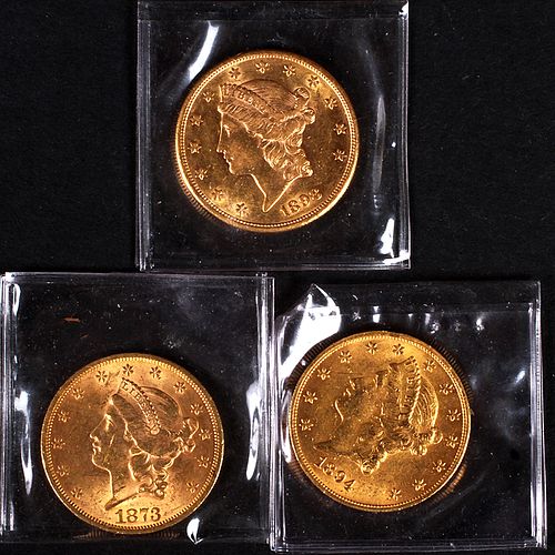 Three 20 dollar gold Liberty Pieces