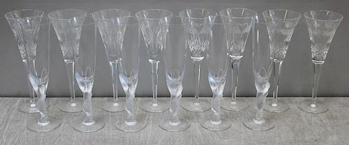 Waterford & Faberge Cut Glass Champagne Flutes