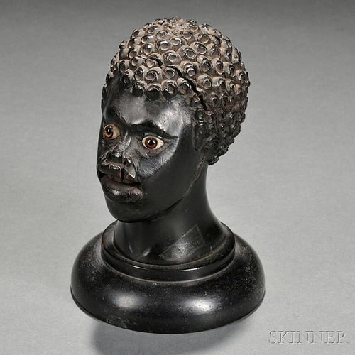 Carved Ebony Blackamoor Bust Inkwell