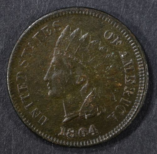 1864 L INDIAN HEAD CENT XF