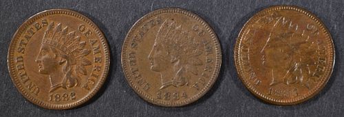 1882, 83, 84 INDIAN HEAD CENTS XF