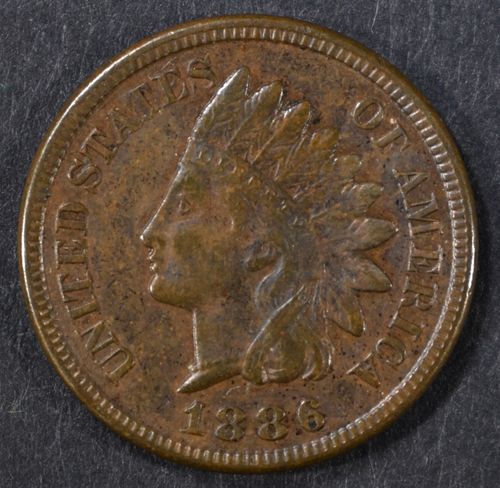 1886 T-2 INDIAN HEAD CENT VF/XF