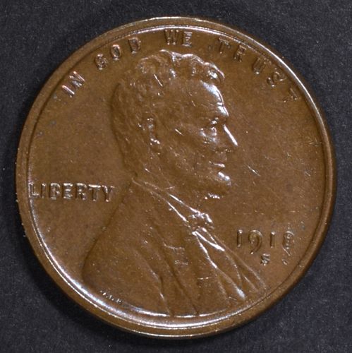 1918-S LINCOLN CENT  VERY CH BU  GREAT LUSTER