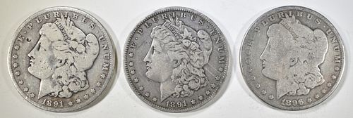 1891-P,O, 96-O CIRC MORGAN DOLLARS