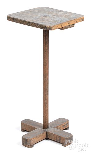 Primitive pine and oak candlestand, late 19th c.