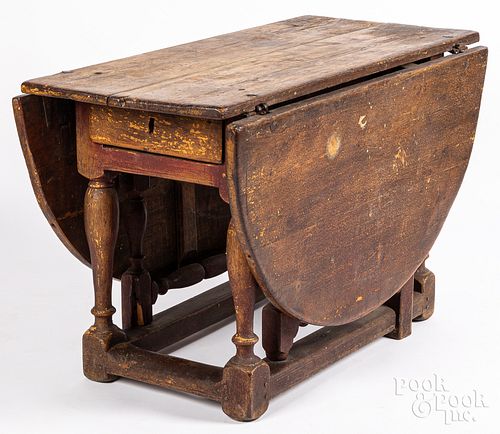 William and Mary painted pine gateleg table