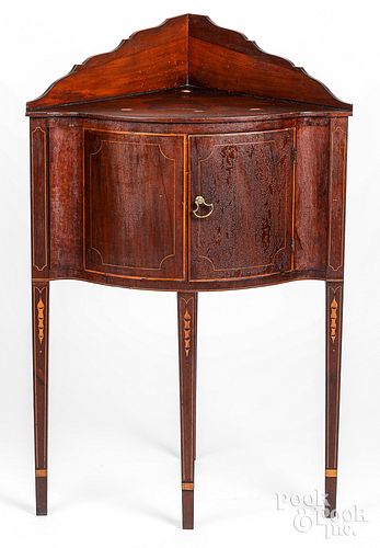 Federal mahogany corner washstand, ca. 1800