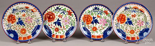 Four Gaudy Dutch double rose plates