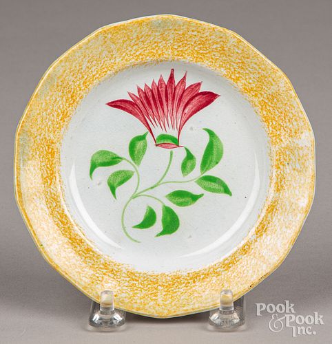 Yellow spatter thistle toddy plate