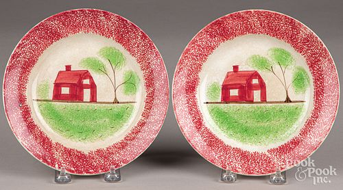 Pair of red spatter shed plates